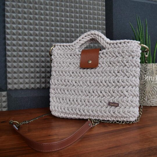 Torebka ze sznurka bawełnianego, handmade